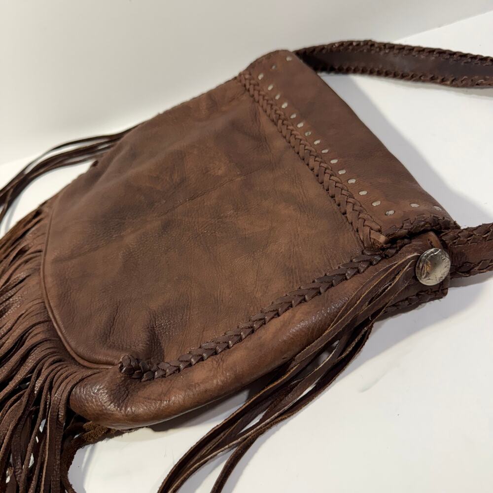 Kobler Leather Concho Fringe Brown Crossbody Western Studded Cowgirl Boho Bag - Picture 10 of 10